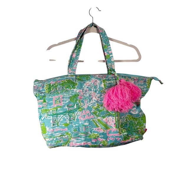 Lilly Pulitzer Palm Beach Tote Philadelphia Getaway Preppy Beach Bag Travel - Picture 1 of 8